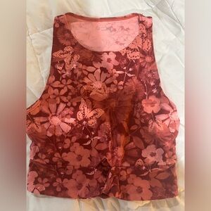 Aerie offline red / pink floral halter top size S
